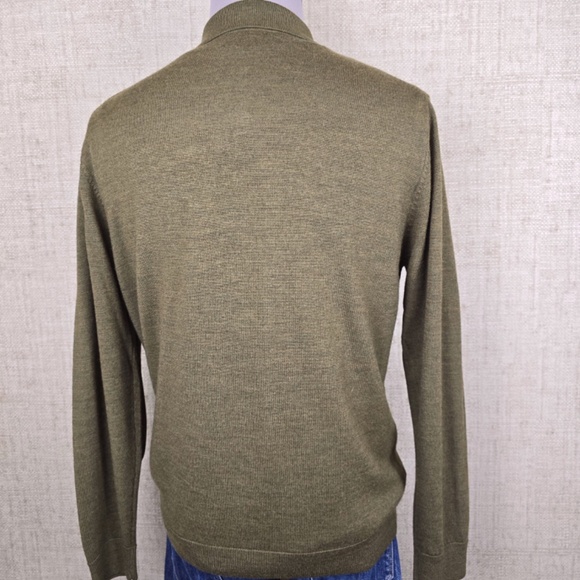 Turnbury Extra Fine Merino Wool Long Sleeve Polo Sweater Mens Size Large- Green - Picture 4 of 7